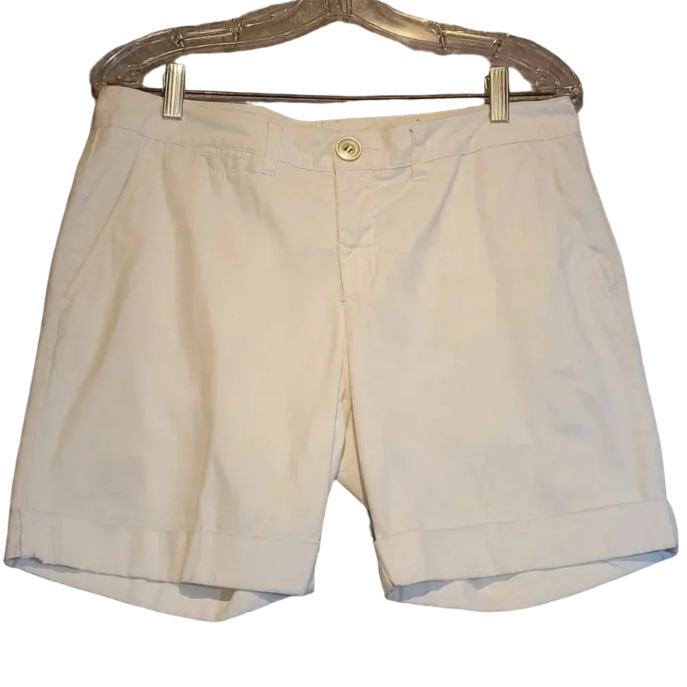 FADED GLORY Women's White Cuffed Cotton Walking Shorts Size 8
